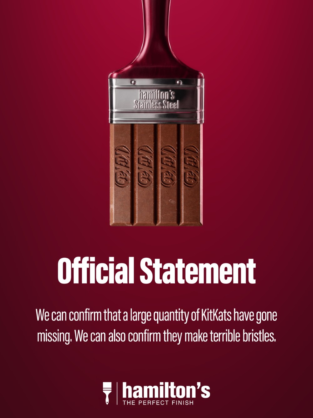 hamiltons brushware kitkat heist Instagram